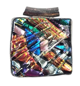 Very Unusual Vintage Sterling Silver & Dichroic Glass Pendant
