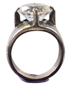 Unusual & Solid Vintage Sterling Silver & Rock Crystal Designer Ring