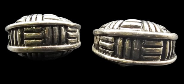 Unusual Vintage Mid-Century Modern Brutalist Sterling Silver Designer Earrings