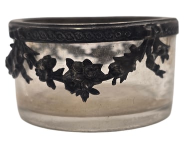 Antique European Sterling Silver & Handmade Glass Vessel