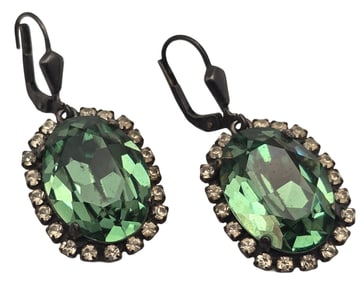 Pair of Vintage European 800 Silver & Rhinestone Earrings