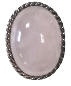 Vintage Sterling Silver & Rose Quartz Pendent