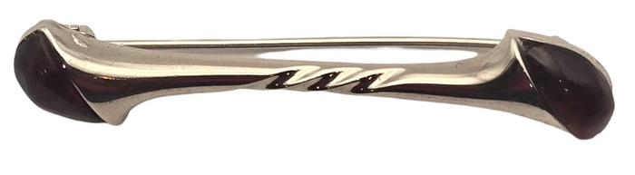 Vintage Mid-Century Modern European 835 Silver & Red Gemstone Brooch