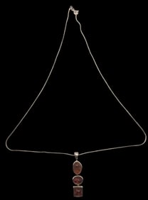 Vintage Mid-Century Modern Sterling Silver & Baltic Amber Pendant Necklace