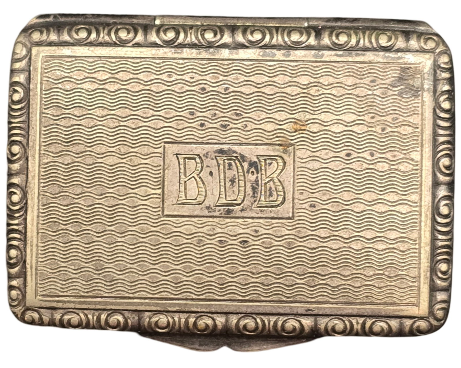 Antique European Alpacca Silver Snuff Box with Monogram (1 of 5)