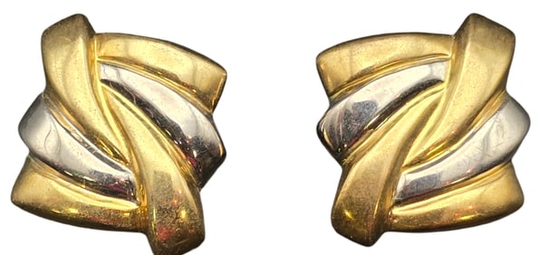 Stylish Vintage 1980s Sterling Silver "DG" Signed Designer Earrings