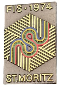 Rare 1974 Alpine World Ski Championships St. Moritz Metal Pin