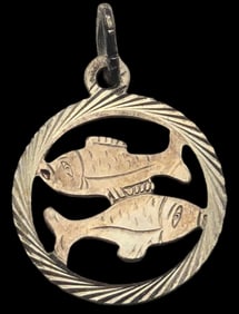 Vintage 835 Silver Pisces Zodiac Sign Pendant