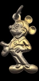 Vintage Partially Gilt European 835 Silver Walt Disney Mickey Mouse Pendant