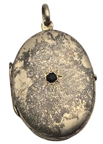 Vintage Mid-Century Sterling Silver & Gemstone Designer Locket Pendant