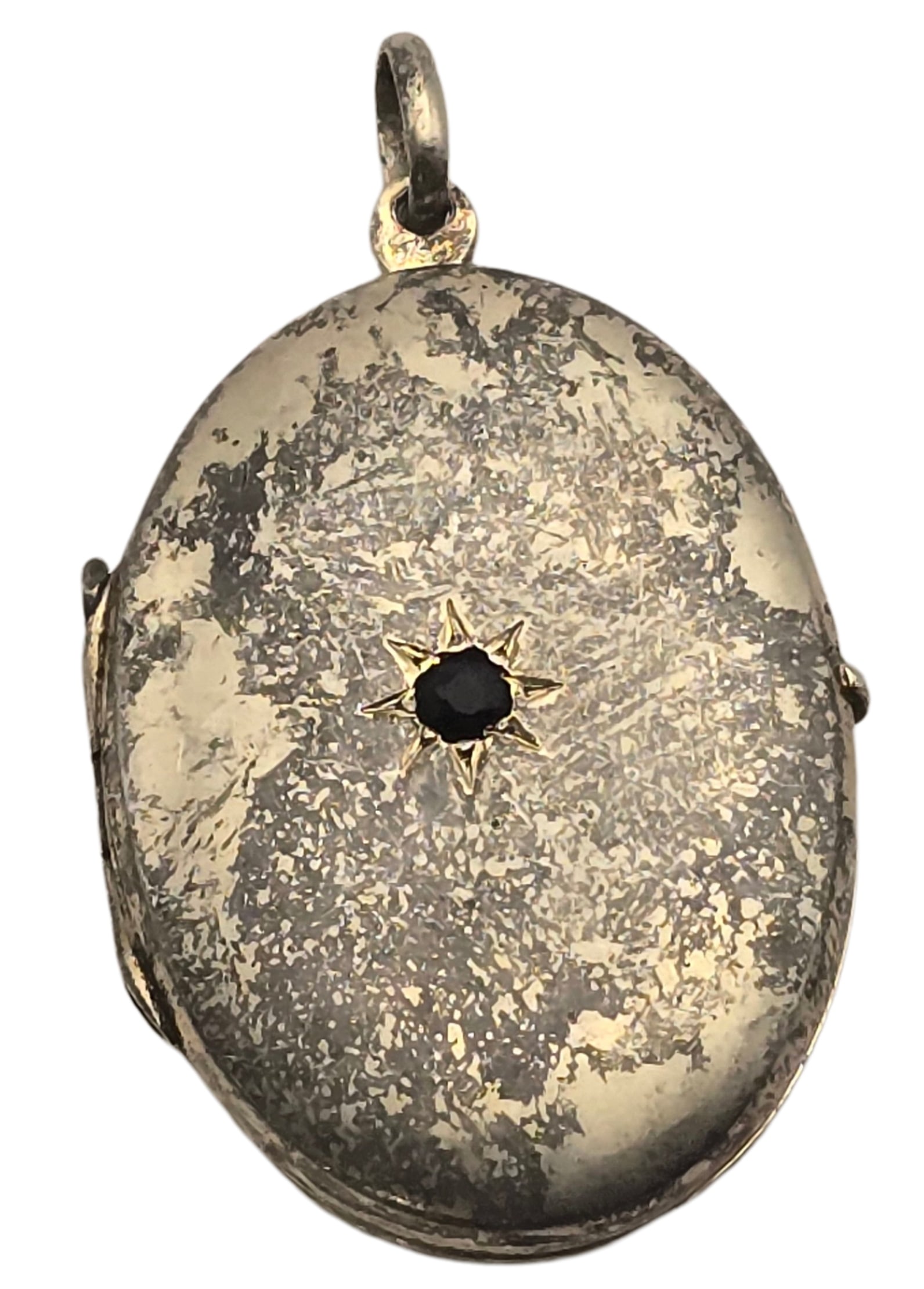 Vintage Mid-Century Sterling Silver & Gemstone Designer Locket Pendant: Good vintage condition with some patina and gilding loss according to age. Measures approx. 1 1/2" long and weighs ca. 9 grams. Marked for Sterling Silver and signed. SHIPPING: We ship in-house and ch