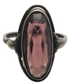 Antique European 800 Silver & Red Gemstone Ring