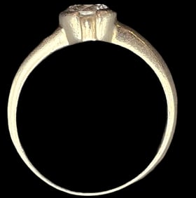 Stylish Vintage Sterling Silver & Solitaire Rhinestone Ring