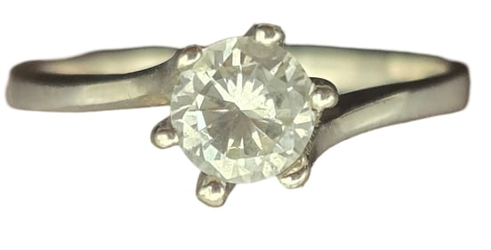 Vintage European 835 Silver & Rhinestone Solitaire Ring