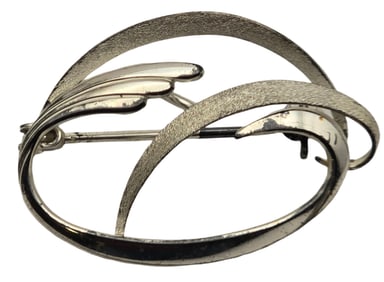 Vintage Mid-Century KORDES & LICHTENFELS Germany Rhodium Plated 835 Silver Pin