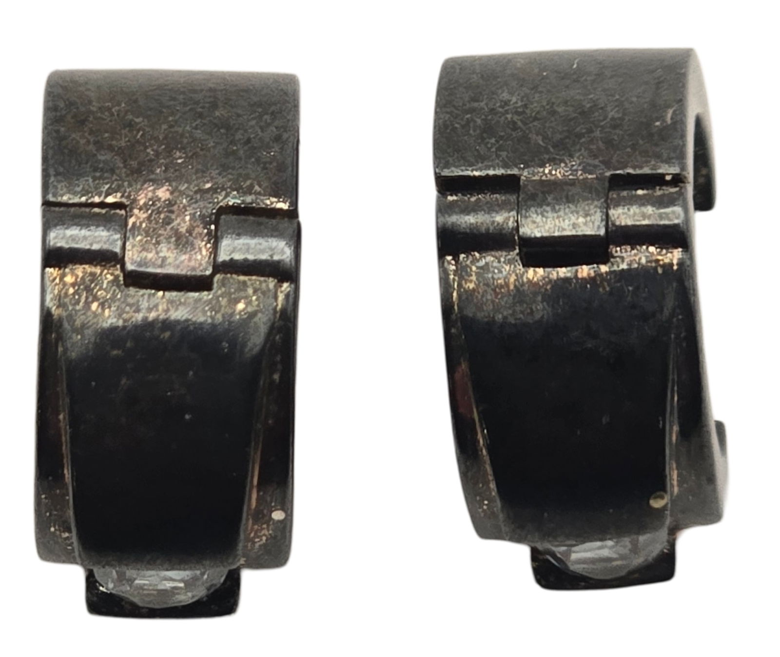 Pair of Vintage Sterling Silver & Blue Topaz Hoop Earrings (1 of 5)