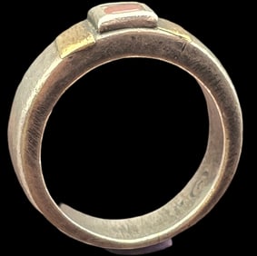 Vintage Sterling Silver & Garnet Ring /w Gold Applications