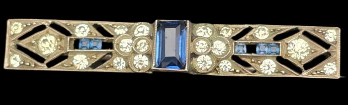 Vintage Sterling Silver & Rhinestone Brooch