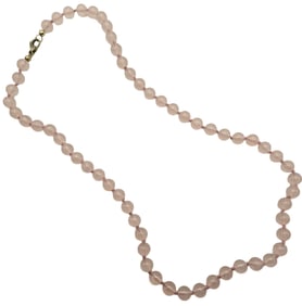 Vintage Rose Quartz & Gilt Silver Lobster Clasp Necklace