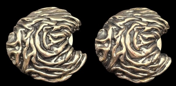 Vintage Mid-Century Modern Brutalist Sterling Silver Clip-On Earrings