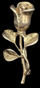 Vintage Sterling Silver Blooming Rose Brooch