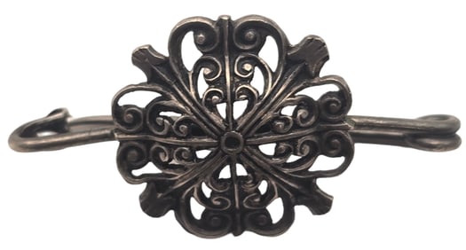 Antique European 800 Silver Pin with Flower Design