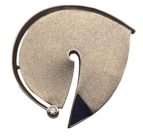 Very Unusual Vintage Sterling Silver & Gemstone Designer Pendant Brooch