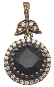 Unsual Vintage Sterling Silver, Gemstone & Rhinestone Pendant