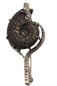 Vintage Sterling Silver & Ammmonite Fossil Brooch