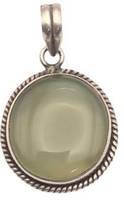 Vintage Sterling Silver & Green Gemstone Pendant
