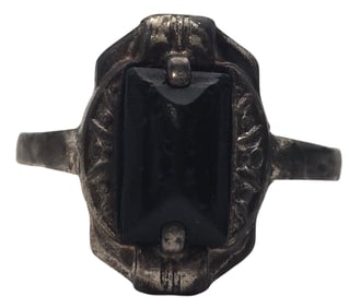 Antique Art Deco European 800 Silver & Dark Gemstone Ring