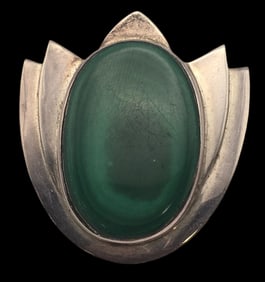 Vintage Mid-Century Sterling Silver & Chrysoprase Pendant