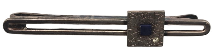 Vintage Mid-Century Sterling Silver & Gemstone Designer Tie Pin