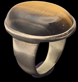 Vintage Mid-Century Sterling Silver & Tigers Eye Gemstone Ring