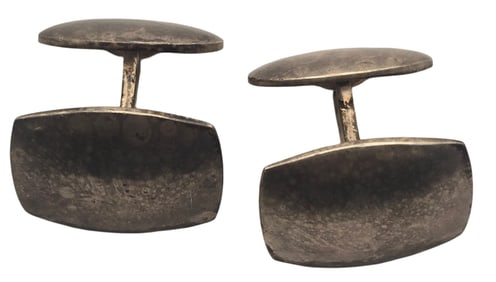 Antique European 835 Silver Plain Designer Cufflinks
