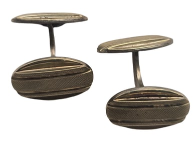 Vintage European Gilt 835 Silver Finely Textured Designer Cufflinks