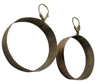 Pair of Vintage European 835 Silver Hoop Earrings /w Floral Designs