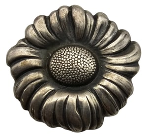 Very Unusual Vintage Sterling Silver Flower Design Clip-On Brooch