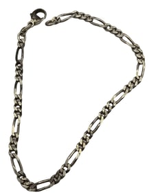 Vintage Rhodium Plated Sterling Silver Cuban Link Bracelet