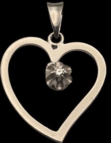 Vintage European 800 Silver & Clear Gemstone Heart Pendant