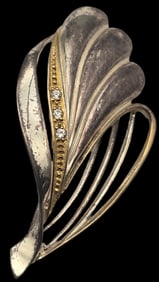 Vintage KORDES & LICHTENFELS Germany Sterling Silver & Rhinestone Brooch