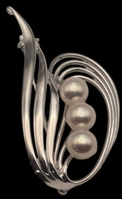 Vintage European 800 Silver & Pearl Pendant / Pin / Brooch