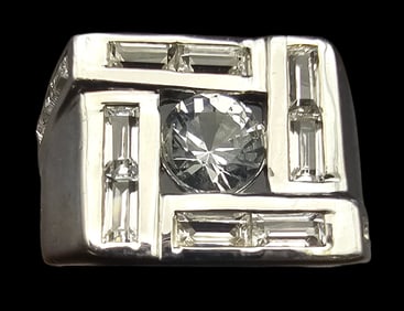 Massive Vintage Sterling Silver & Clear Rhinestone Cocktail Ring