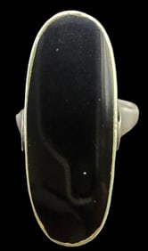 Large Vintage Mid-Century Modern Sterling Silver & Black Onyx Ring