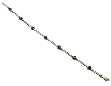 Vintage Sterling Silver & Blue/White Glass Evil Eye Protection Bracelet