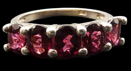 Vintage Sterling Silver & Pink Gemstone Ring