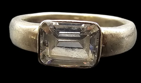 Vintage Sterling Silver & Clear Gemstone Ring