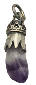 Antique Alpine European 800 Silver & Amethyst Hunting Trophy Pendant Charm