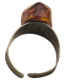 Vintage Mid-Century European 830 Silver & Baltic Amber Ring
