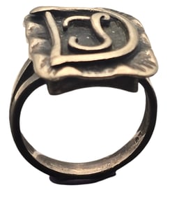 Rare Antique European 835 Silver "DJ/JD" Seal Ring